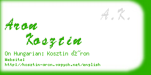 aron kosztin business card